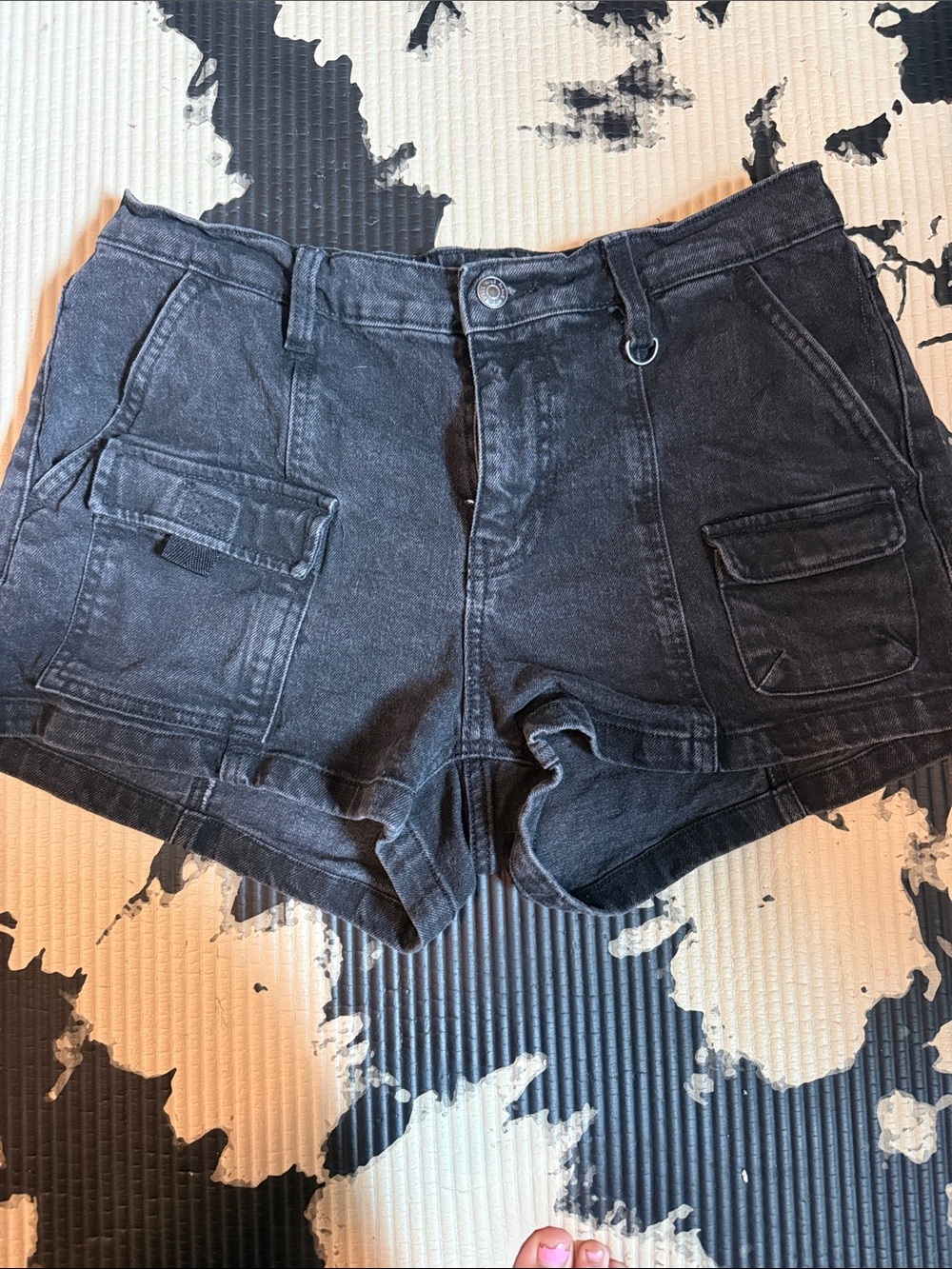 Wild Fable Black Denim Mid Rise Utility Cargo